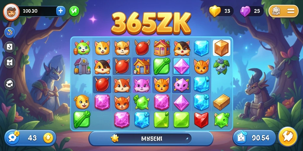 Tampilan Gameplay 365ZK menunjukkan aksi seru permainan Match-3.