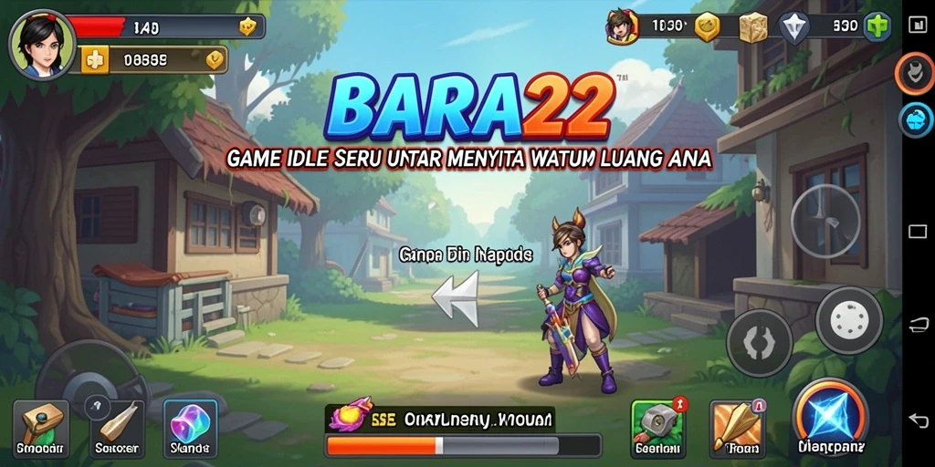 Tampilan menarik dari gameplay BARA22 yang menampilkan kemajuan Idle.