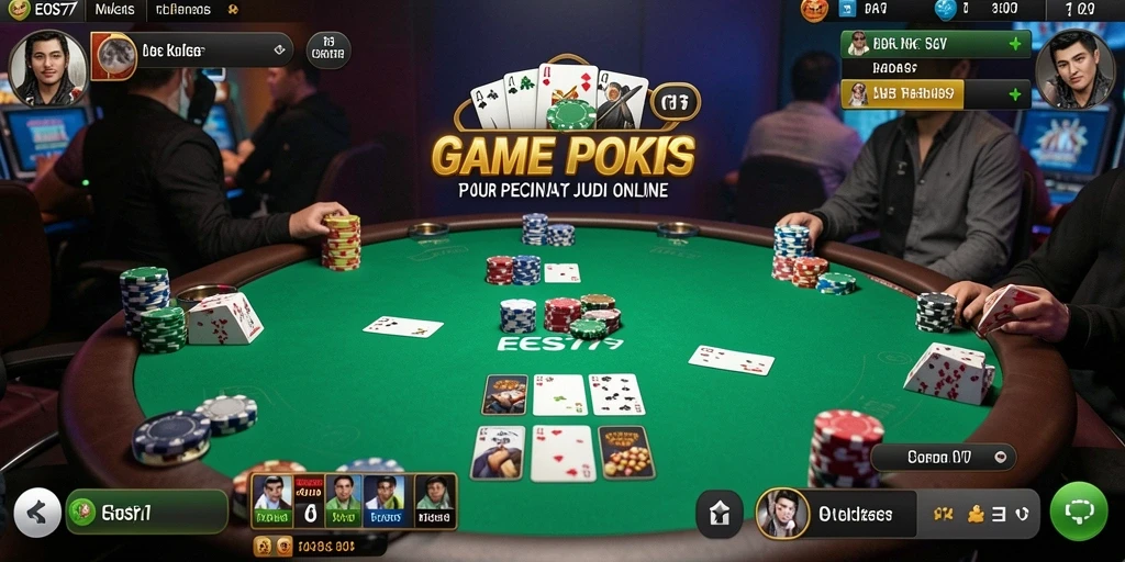 Tampilan gameplay Poker yang seru dan interaktif di EOS77.