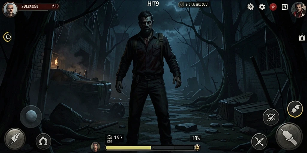 Gameplay HIT9 yang mencekam dengan suasana kelam dan penuh ketegangan.