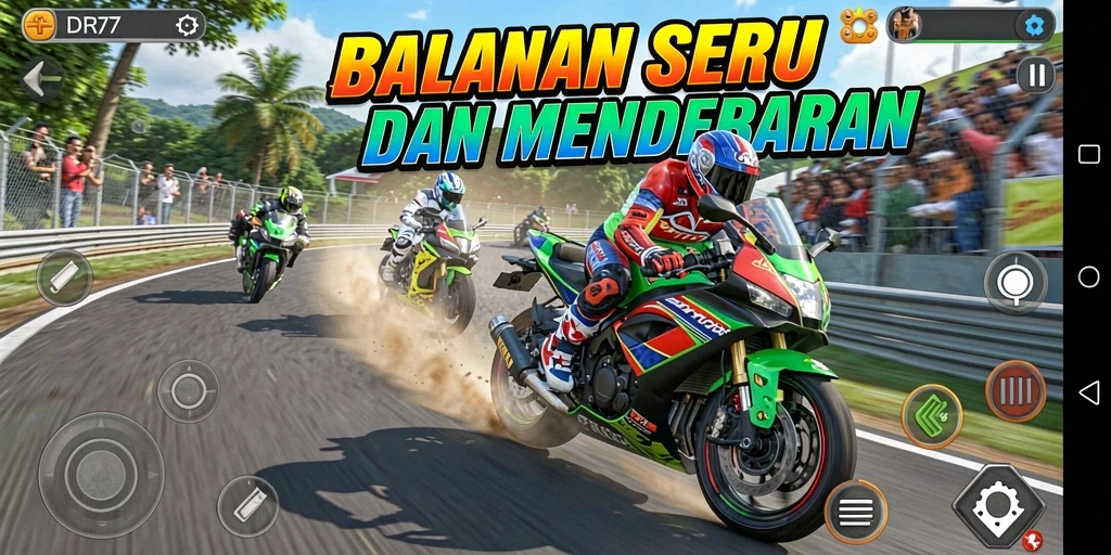 Screenshot IDR77 menunjukkan balapan motor yang seru dan mendebarkan.