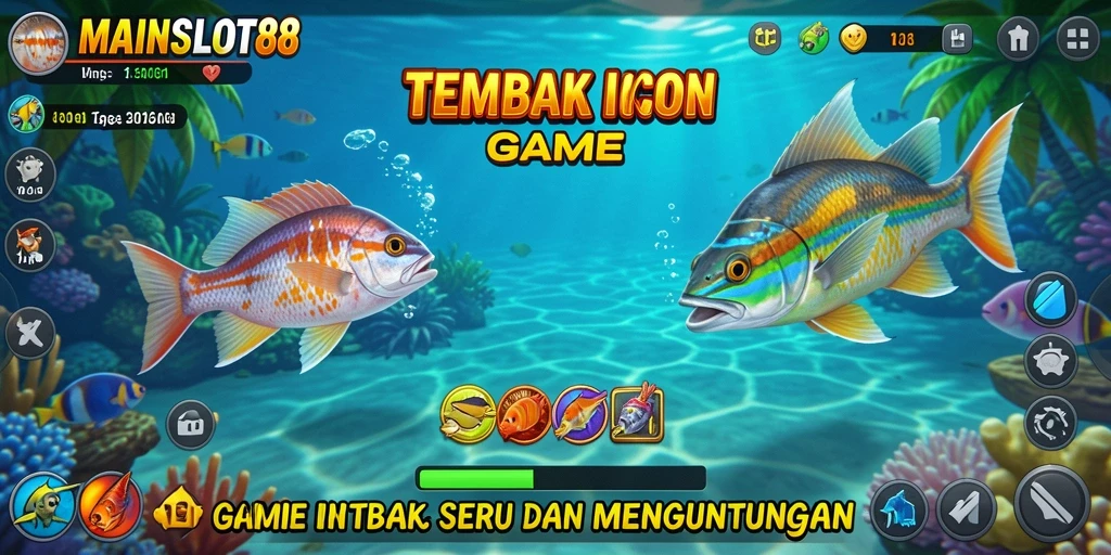 Screenshot gameplay menunjukkan aksi menembak ikan yang seru.