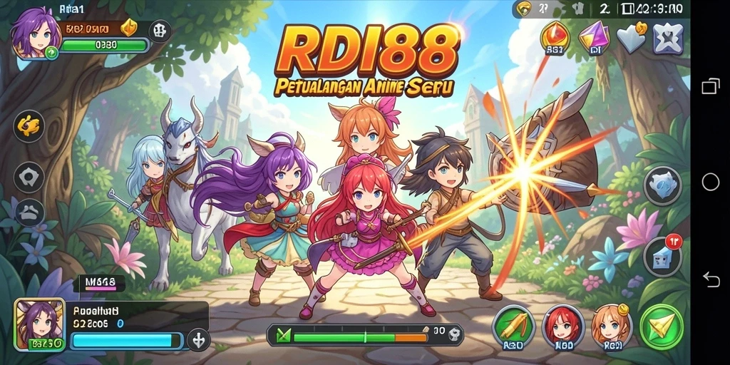Tampilan gameplay RDI88 yang menakjubkan dengan karakter anime.