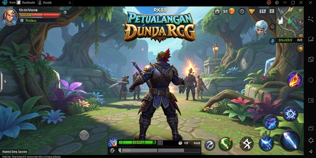 Tampilan utama gameplay RK88 dengan karakter petualang dalam aksi.