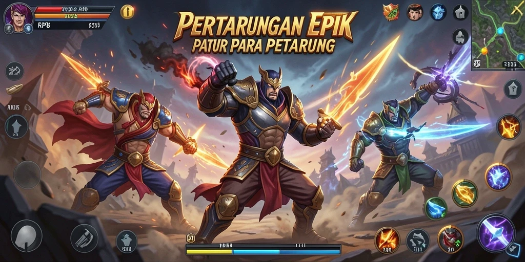Tangkapan layar RP8 menampilkan aksi bertarung yang intens dan dinamis.