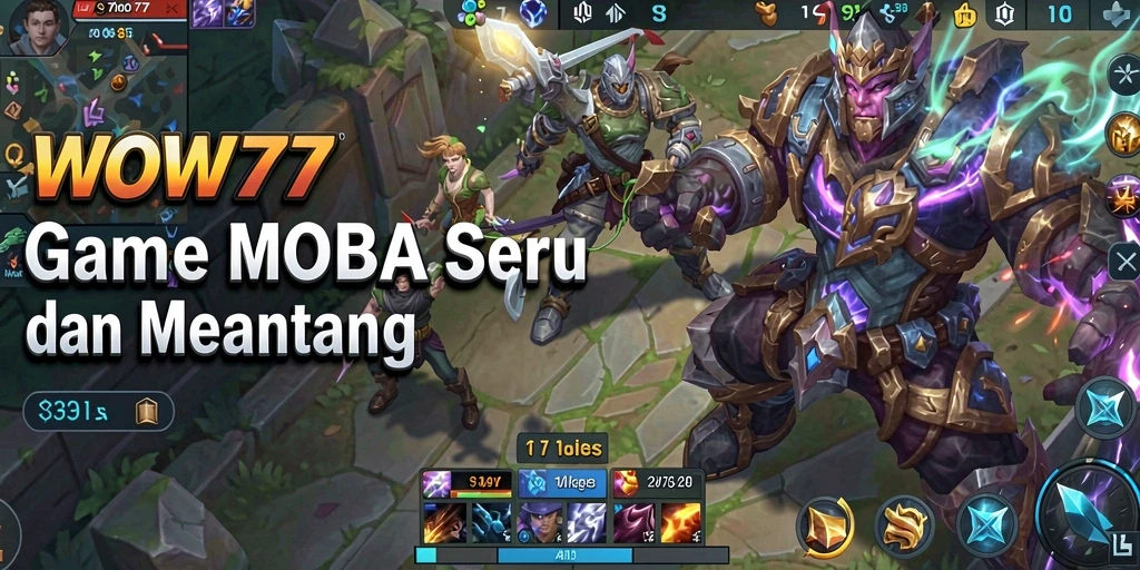 Screenshot gameplay WOW77 yang menampilkan aksi seru dalam pertempuran MOBA.